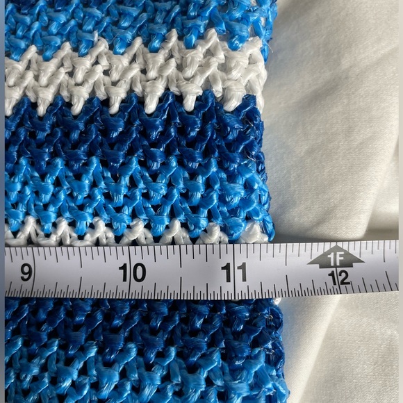 Future Collective Tote Blue Striped Straw Summer Purse Bag - Picture 8 of 8